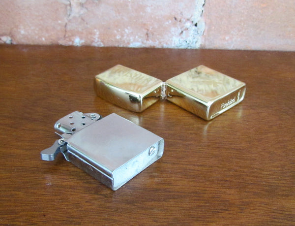 Winston Pocket Lighter 1990s Eagle Flip Top Windproof Gold Lighter Working