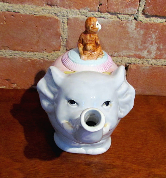 Vintage Elephant And Monkey Teapot Ceramic Tea Pot