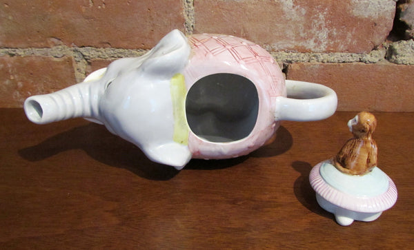 Vintage Elephant And Monkey Teapot Ceramic Tea Pot