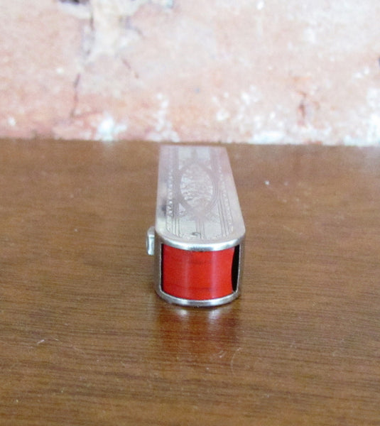 Vintage Lipstick Case Silver Holder Engine Turned Design 1931 Strong-Kennard Mustache Wax Holder