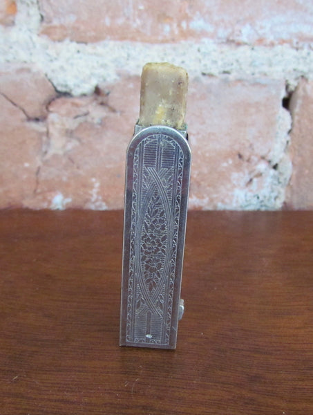 Vintage Lipstick Case Silver Holder Engine Turned Design 1931 Strong-Kennard Mustache Wax Holder