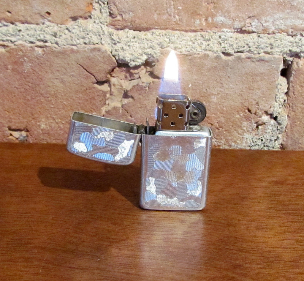 Vintage Silver Storm Windproof Lighter Flip Top Power Designs