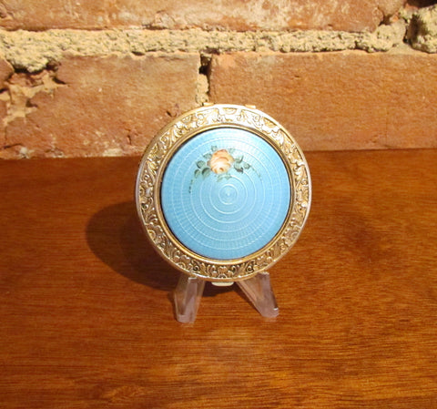 1920 Guilloche Enamel Powder Rouge Mirror Compact
