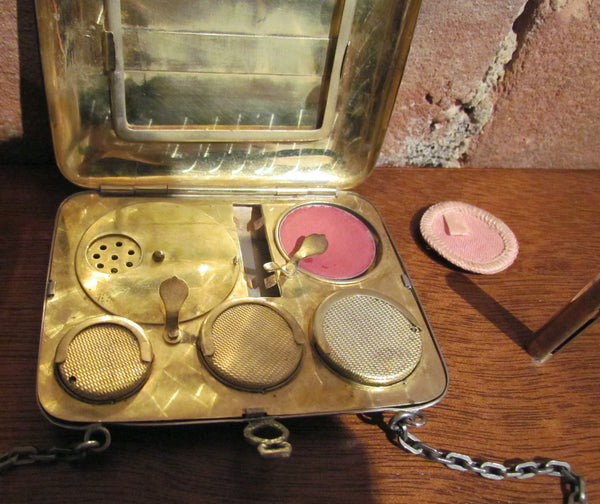 Antique Silver Compact Coin Purse 1900s Powder Compact Wristlet Change Purse