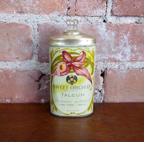 1920s Sweet Orchid Talcum Powder Tin Richard Hudnut Rare