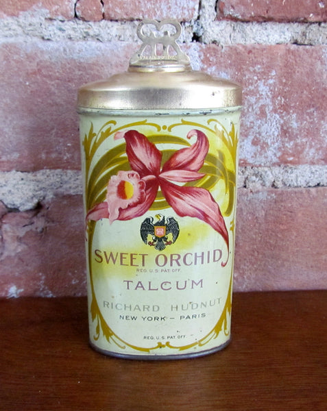1920s Sweet Orchid Talcum Powder Tin Richard Hudnut Rare