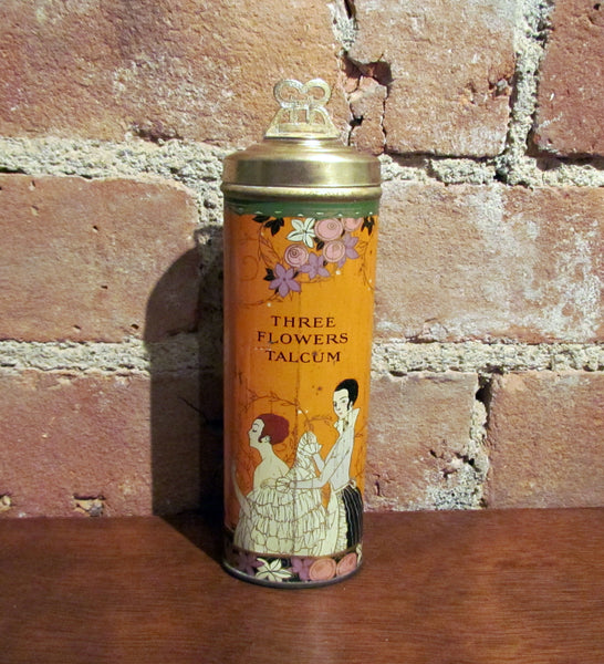 Richard Hudnut Three Flowers Powder Tin 1920's Talcum Can