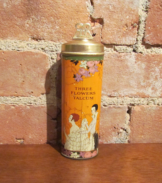 Richard Hudnut Three Flowers Powder Tin 1920's Talcum Can