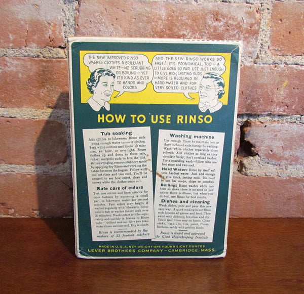 1940's Rinso Laundry Detergent Soap Box Rare Vintage Full Unused Laundry Soap