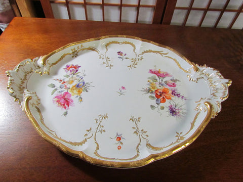 Antique KPM Dresden Floral Porcelain Dresser Tray, Serving Plate Berlin Imperial Orb Mark