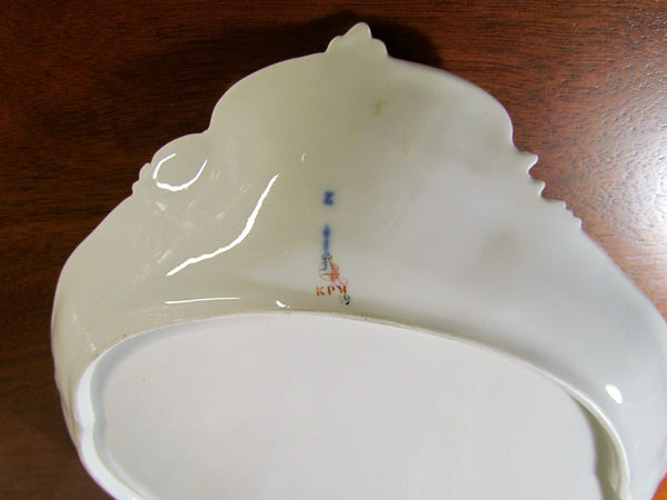 Antique KPM Dresden Floral Porcelain Dresser Tray, Serving Plate Berlin Imperial Orb Mark