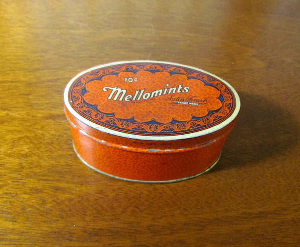 Vintage Mellomints Lithograph Candy Tin Container Philadelphia, PA