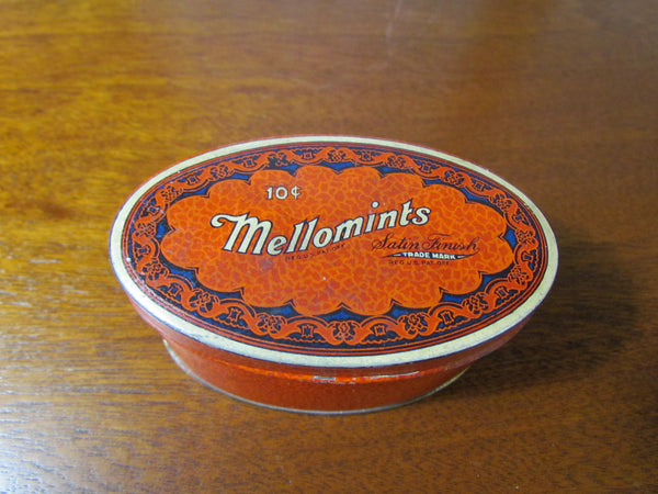 Vintage Mellomints Lithograph Candy Tin Container Philadelphia, PA