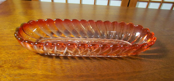 Baccarat Bamboo Tors Rose Teinte Pin Tray Vanity Dish French Crystal