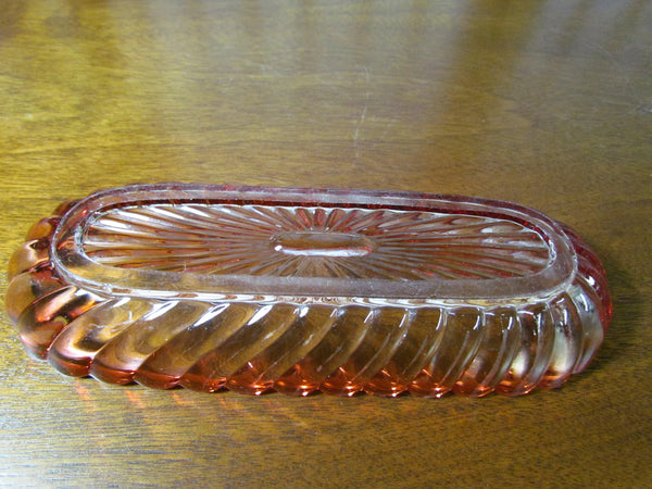 Baccarat Bamboo Tors Rose Teinte Pin Tray Vanity Dish French Crystal