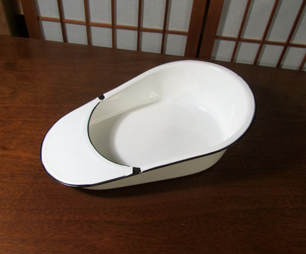 Antique White Enamel Bedpan Mint Condition