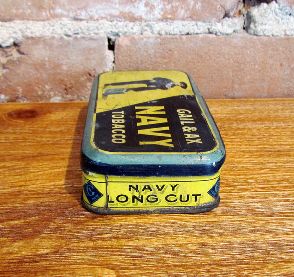 Gail & Ax Navy Tobacco Tin Antique Advertising Metal Box