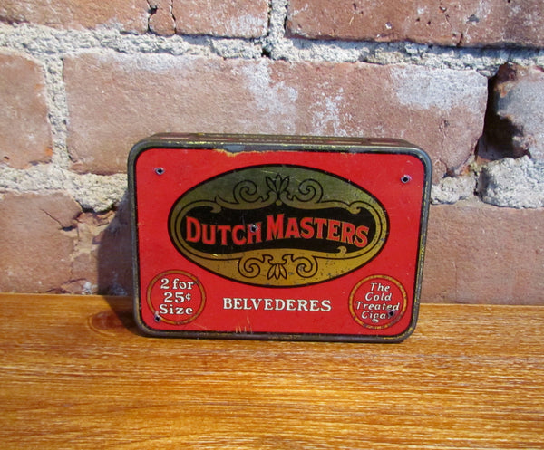 Dutch Masters Belvederes Cigar Tin Antique Advertising Metal Box & Puzzle