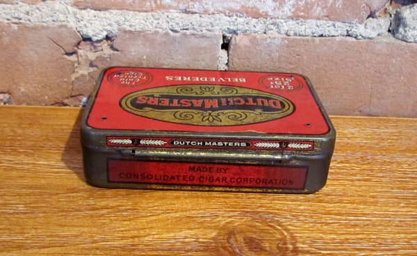 Dutch Masters Belvederes Cigar Tin Antique Advertising Metal Box & Puzzle