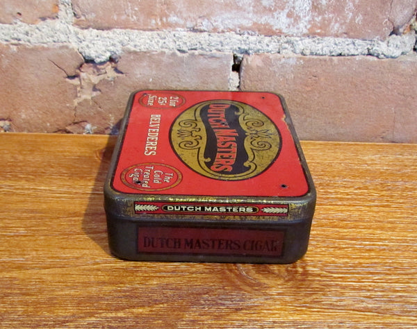 Dutch Masters Belvederes Cigar Tin Antique Advertising Metal Box & Puzzle