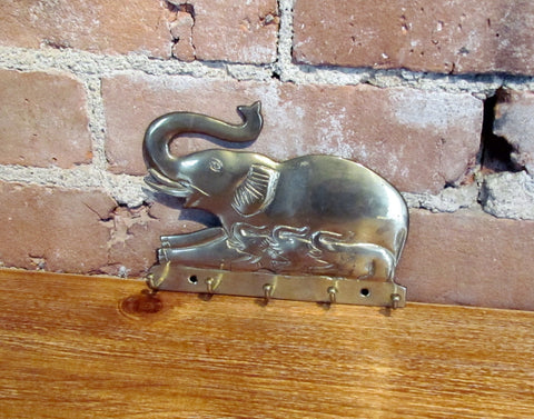 Elephant Key Holder Vintage Wall Mounted Brass Hook