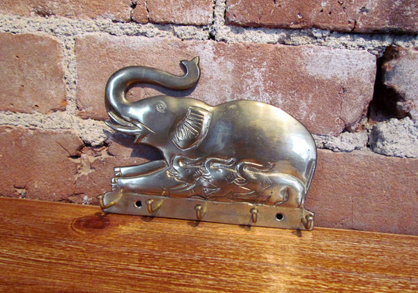 Elephant Key Holder Vintage Wall Mounted Brass Hook