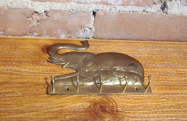 Elephant Key Holder Vintage Wall Mounted Brass Hook