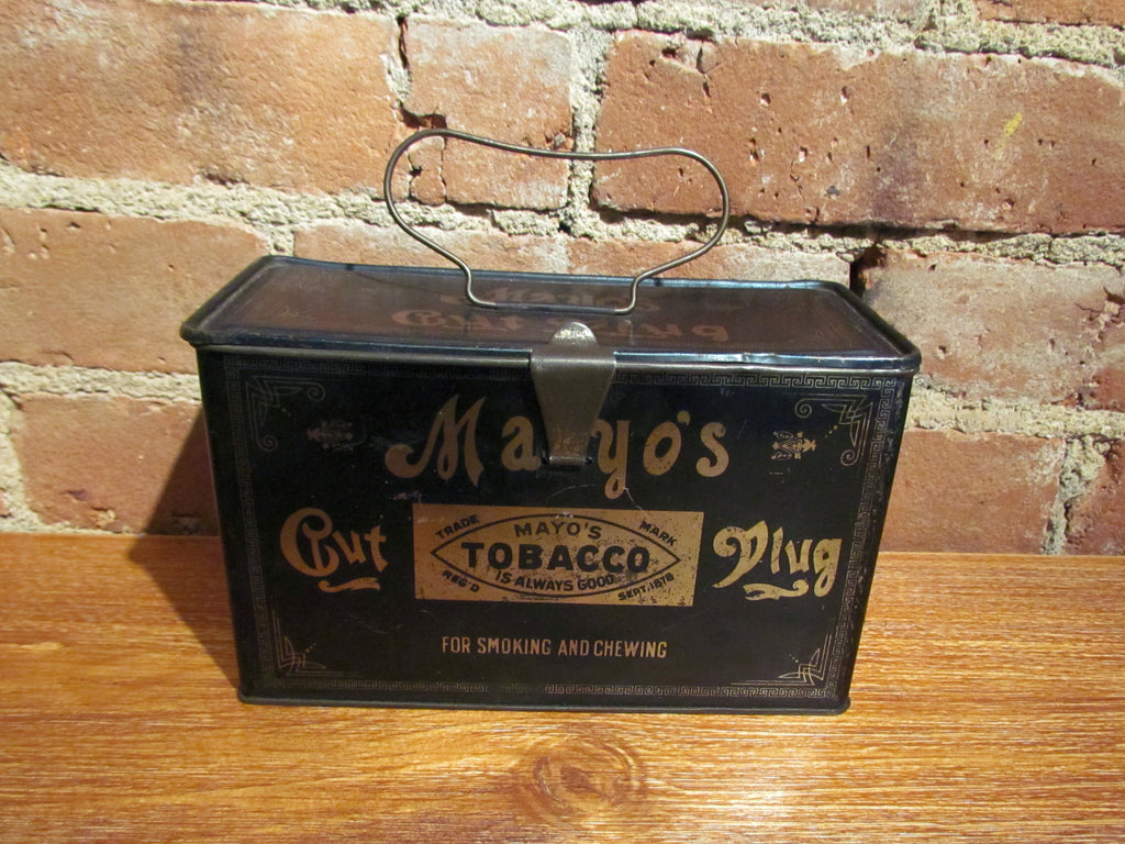 Mayo's Cut Plug Tobacco Tin Antique Advertising Metal Lunch Box/Pail