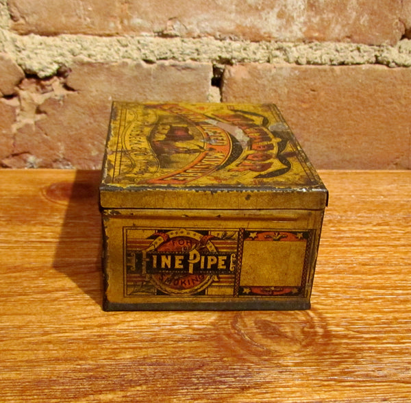 Matador Tobacco Tin Antique Advertising Square Corner Metal Box