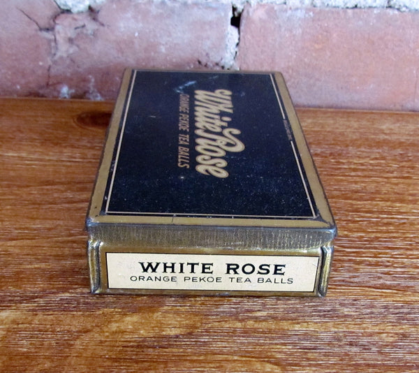 White Rose Tea Balls Tin Antique 1930's Advertising Metal Box