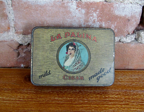 La Palina Senators Cigar Tin Antique Advertising Metal Box