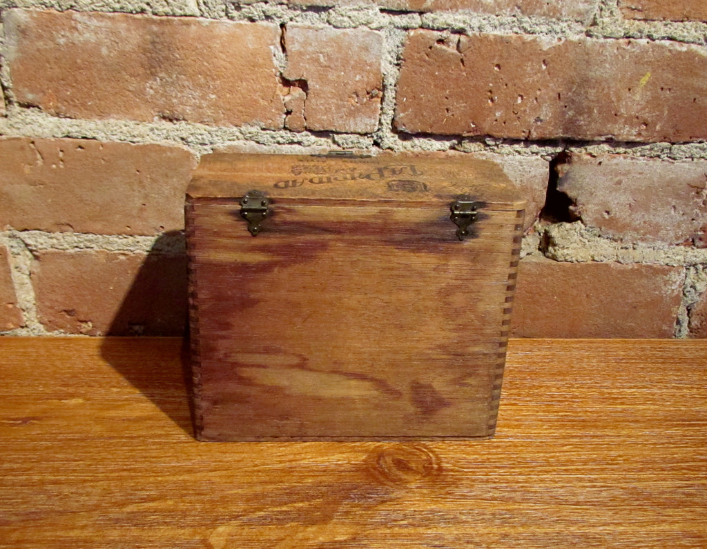 Vintage Wood Empty Cigar Box, Wooden Box Hinged Lid, Dovetail