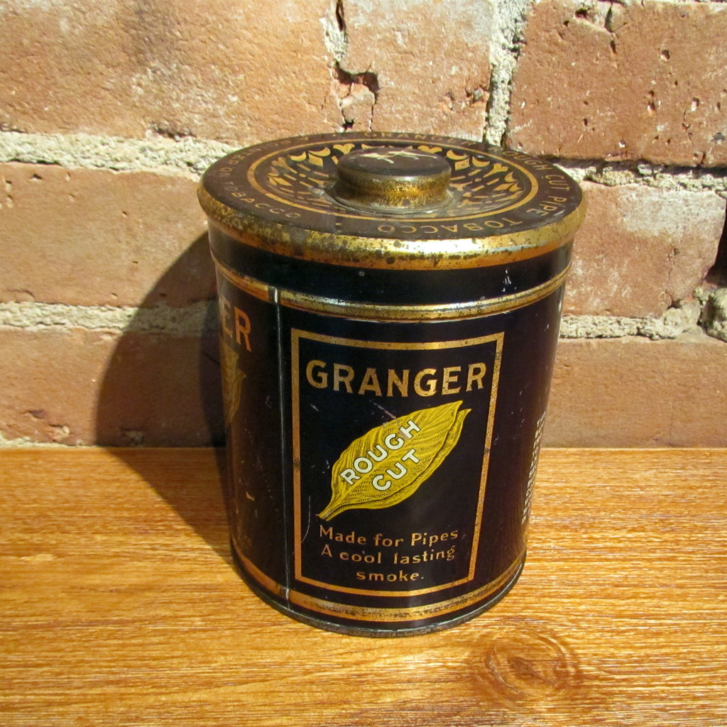cool tobacco tin Vintage Tops Cigarette Tin: 7oz No Lid clear acrylic front door with a brass hinge to make sure that your collectibles are safe and can withstand deterioration Granger Rough Cut Tobacco Tin