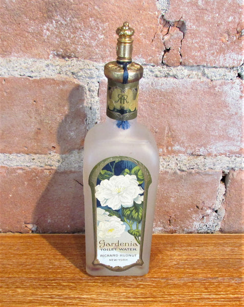 Richard Hudnut Gardenia Toilet Water Frosted Glass Perfume Bottle In Original Box