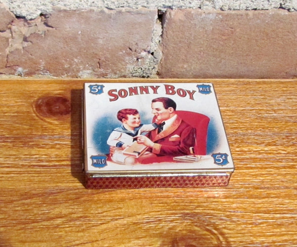 Rare Sonny Boy Cigarette Tin Vintage Litho Advertising Metal Box