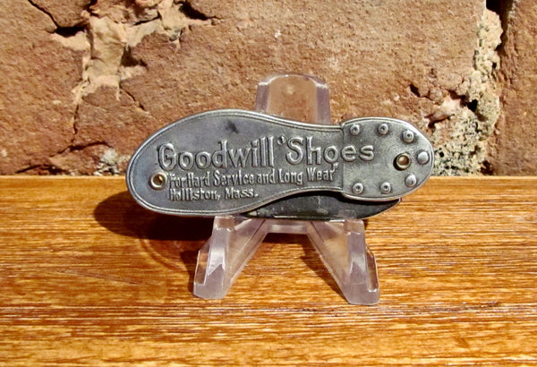 Vintage Pocket Knife Figural Goodwill Shoes Holliston, MA Advertising