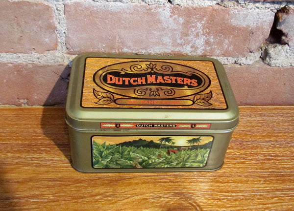 Dutch Masters Cigar Tin Tobacco Canister Vintage Advertising Metal Box