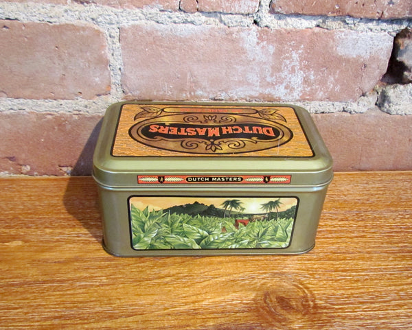 Dutch Masters Cigar Tin Tobacco Canister Vintage Advertising Metal Box