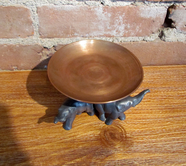 Vintage Pewter & Copper Elephant Candle Holder/Condiment Dish