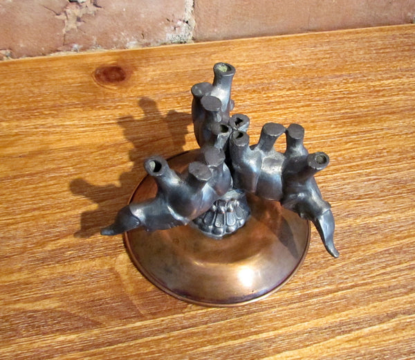 Vintage Pewter & Copper Elephant Candle Holder/Condiment Dish