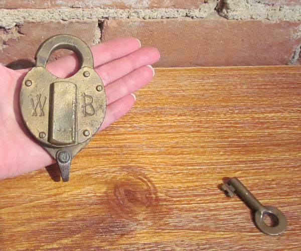 Antique Wilson Bohannon Co Brass Lock With Key W B Brooklyn