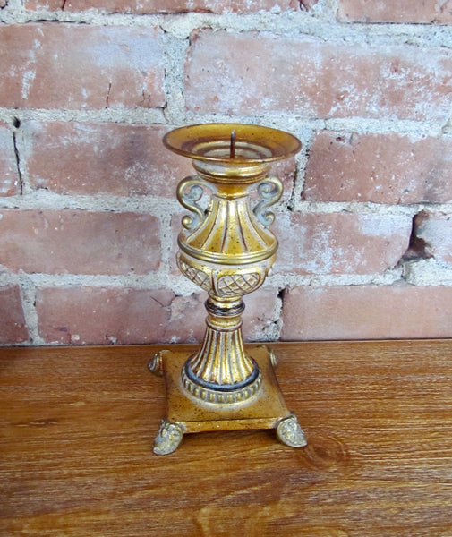 Antique Gold Pillar Candleholder