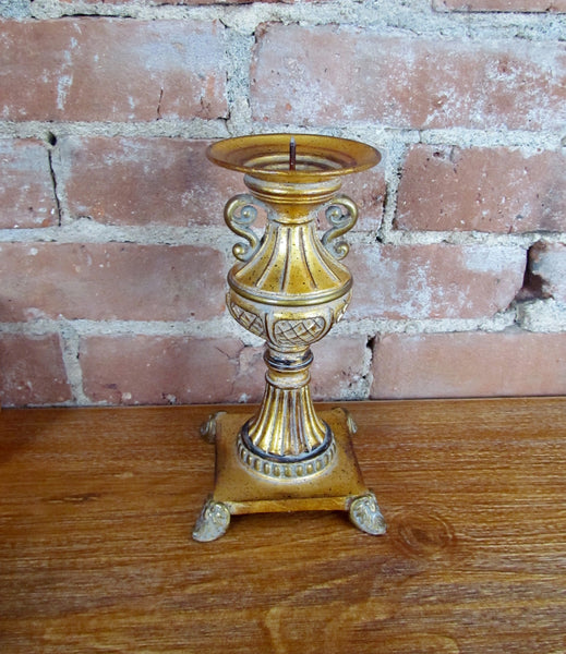 Antique Gold Pillar Candleholder