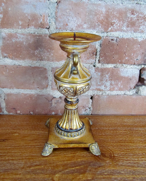 Antique Gold Pillar Candleholder
