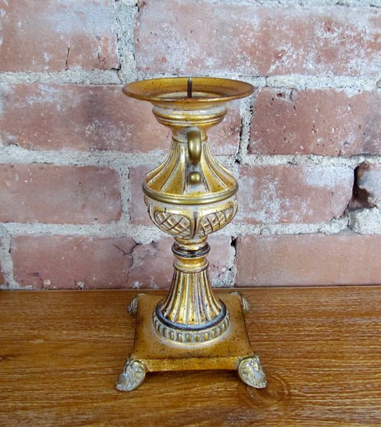 Antique Gold Pillar Candleholder