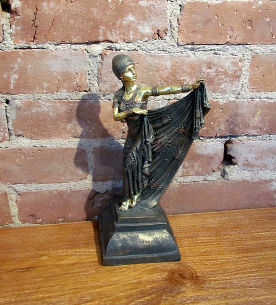 Art Deco Dancing Woman Statue w/Cloche Hat