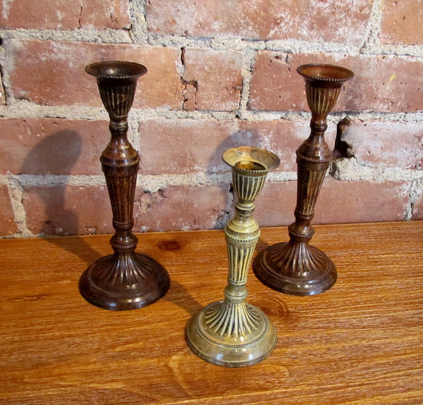 Traditional Brass Candle Stick Holders 3 Painted Antique Finish