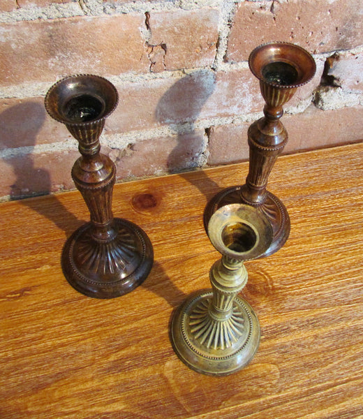 Traditional Brass Candle Stick Holders 3 Painted Antique Finish