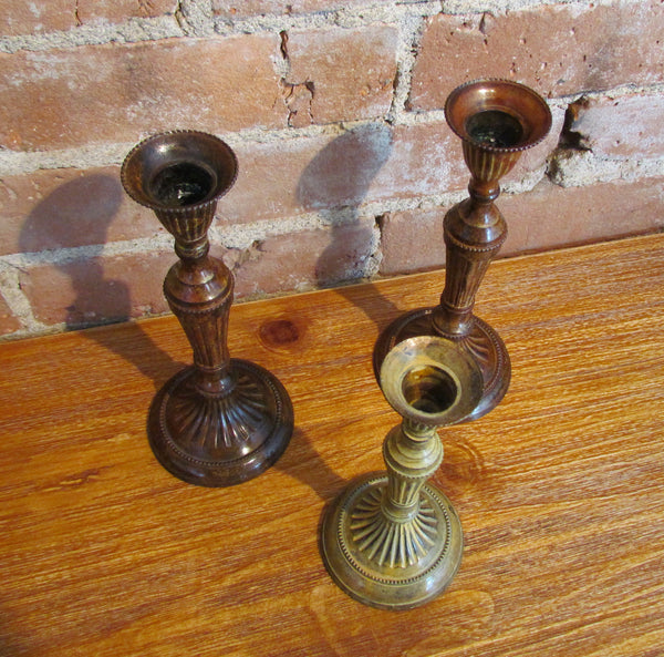 Traditional Brass Candle Stick Holders 3 Painted Antique Finish