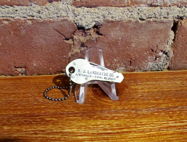 Vintage Key Shaped Pocket Knife Advertising B J Landgrebe Co.